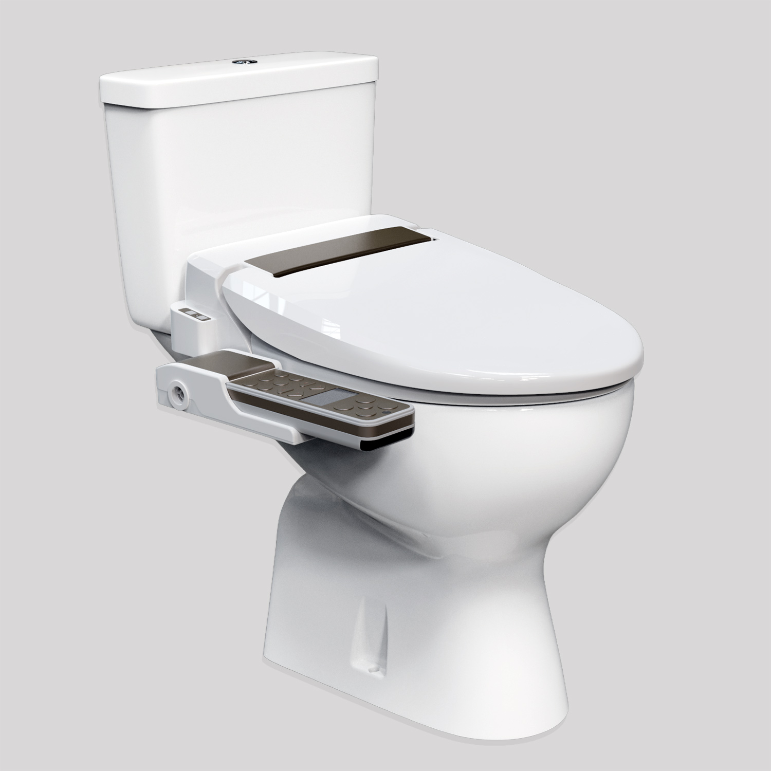 Coway BA-08 accessible bidet toilet seat with side control installed on a toilet in Perth